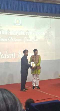Vedant Agrawal receiving the Silver Winner award at Republic Day Forensics 2026